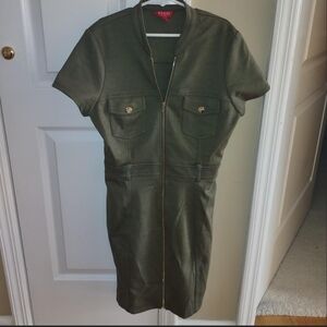 Olive Green Zip-Up Dress